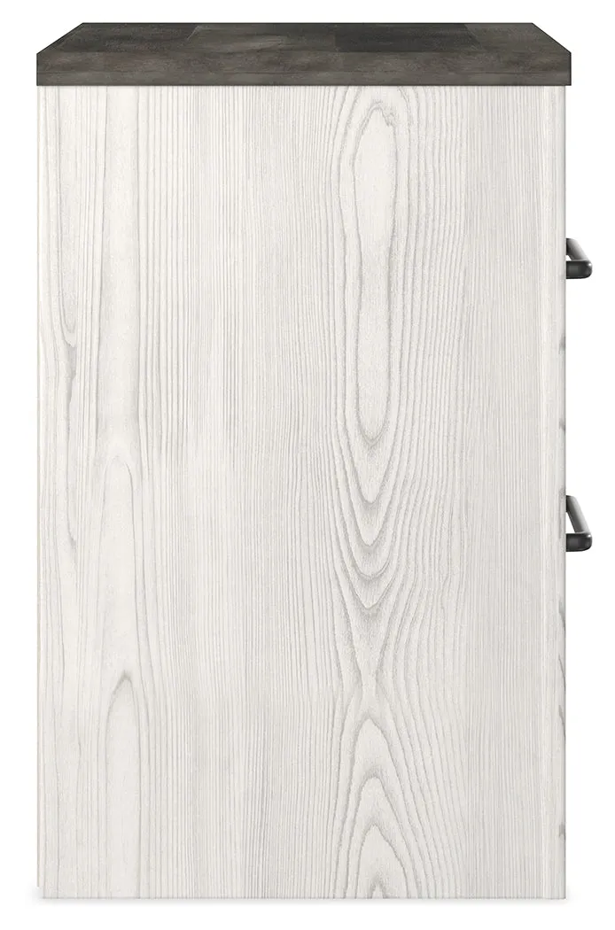 Gerridan King Panel Bed with 2 Nightstands in White/Gray