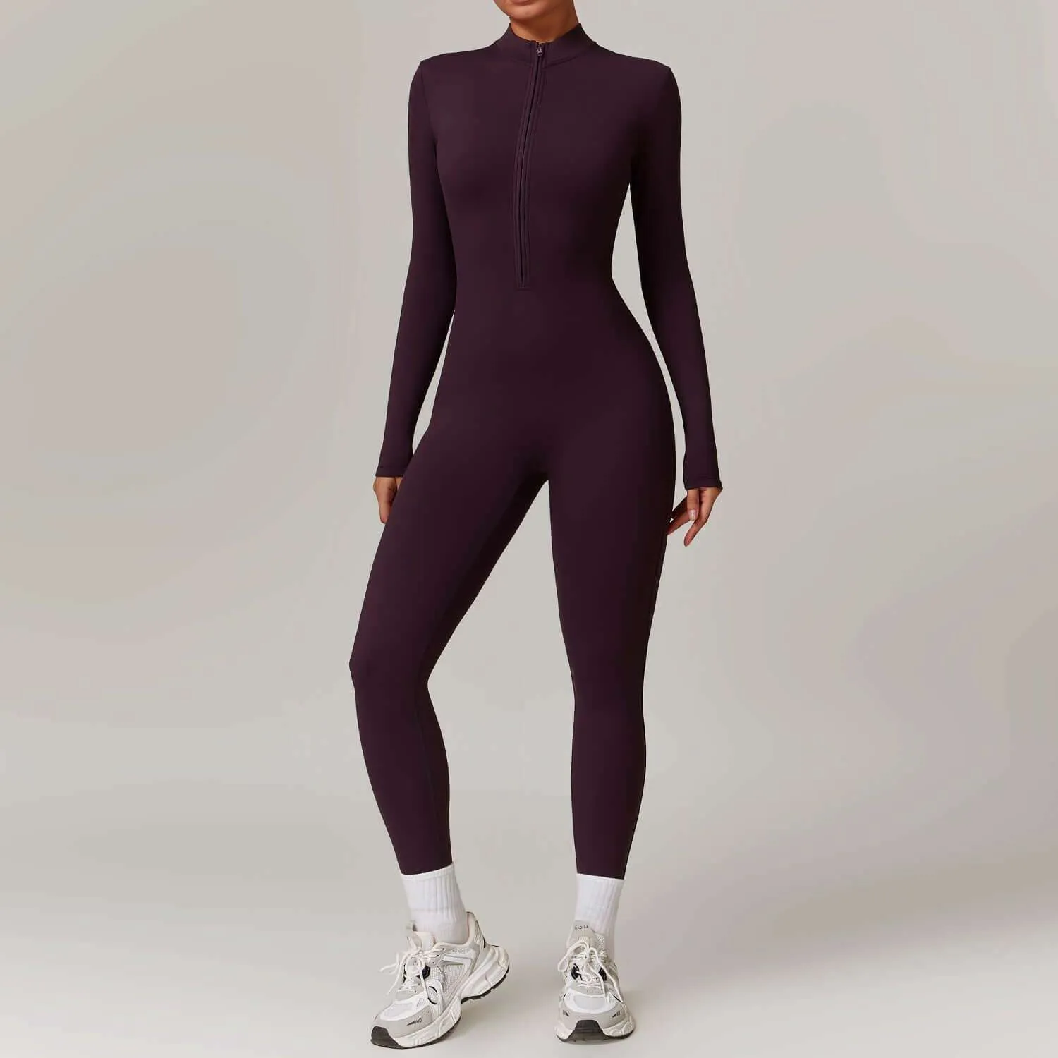 Warm Zipper Long-sleeved  Yoga Fitness Sports  Breathable Bodysuit